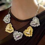 Two-Tone Heart Chain Necklace