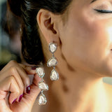 Silver Pearl Drop Statement Earrings