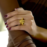 Golden Bloom Floral Statement Ring
