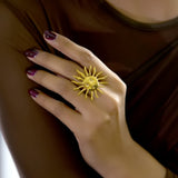 Golden Radiant Sun Ring