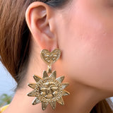 Sun & Heart Gold Statement Earrings