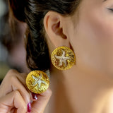 Golden Starfish Statement Stud Earrings