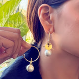 Modern Pearl Hoop Drop Earrings