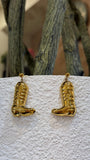Golden Cowboy Boot Drop Earrings
