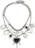 Silver Heart Medallion Layered Necklace