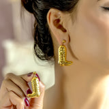 Golden Cowboy Boot Drop Earrings