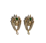 Royal Green Gemstone Goddess Drop Earrings