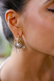 Golden Crystal Droplet Dome Earrings