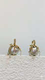 Golden Crystal Droplet Dome Earrings