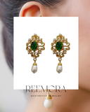 Emerald Pearl Drop Earrings