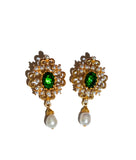 Emerald Pearl Drop Earrings