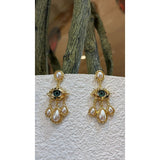 Gold Evil Eye Pearl Drop Earrings