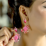 Pink Crab Statement Earrings