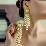 Gold Pearl Tassel Earrings