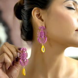 Blue Beaded Necklace with Purple Scorpion Pendant