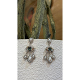 Silver Evil Eye Pearl Drop Earrings