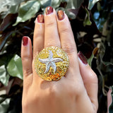 Starfish Medallion Gold Ring
