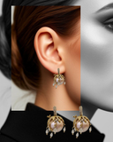 Golden Pearl Droplet Dome Earrings