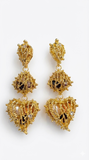 Golden Filigree Heart Drop Earrings