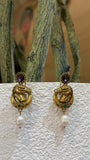 Antique Horse Motif Pearl Drop Earrings