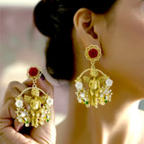 Gold Angel Floral Drop Earrings