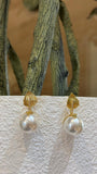 Gold Leaf Pearl Drop Earrings