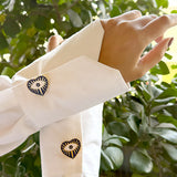 Gold with Navy Blue & White accents Heart Evil Eye Heart Button