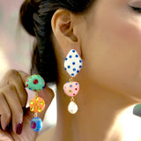 Multicolor Polka Dot Drop Earrings
