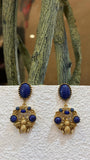 Blue Stone Insect Motif Drop Earrings