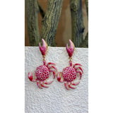 Pink Crab Statement Earrings