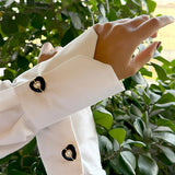 Black Heart Crystal Button