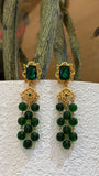 Emerald Green Beaded Drop Earrings