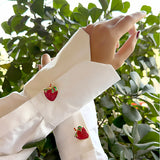 Red Strawberry Crystal Button