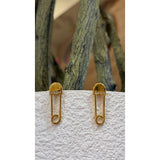 Gold Safety Pin Stud Earrings
