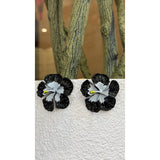 Black & White Floral Statement Stud Earrings