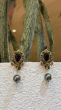 Egyptian Scarab Pearl Drop Earrings