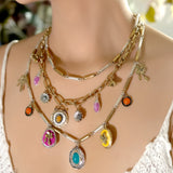 Multi-Charm Layered Statement Necklace