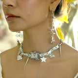 Silver Charm Choker Necklace