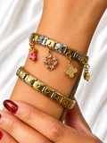 Reemora Dual-Tone Pink Dragon & Clover Charm Bracelet Set