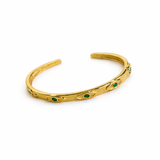Emerald Evil Eye Gold Cuff Bracelet