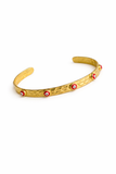 Red Evil Eye Gold Hammered Cuff Bracelet