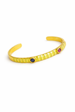 Yellow Enamel Gemstone Gold Cuff Bracelet