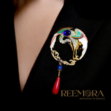 Artisan Bird Circle Statement Brooch