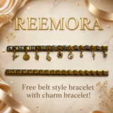 Reemora Dual-Tone Charm Bracelet Set with Floral & Heart Links