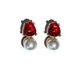 Ruby Pearl Stud Earrings