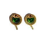 Emerald Serpent Stud Earrings