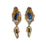 Gold Lapis Lazuli & Citrine Drop Earrings