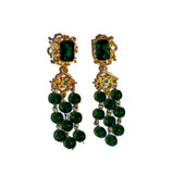 Emerald Green Beaded Drop Earrings