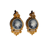 Antique Cameo Pearl Drop Earrings