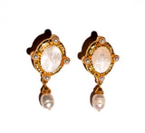 Classic Pearl Cameo Drop Earrings
